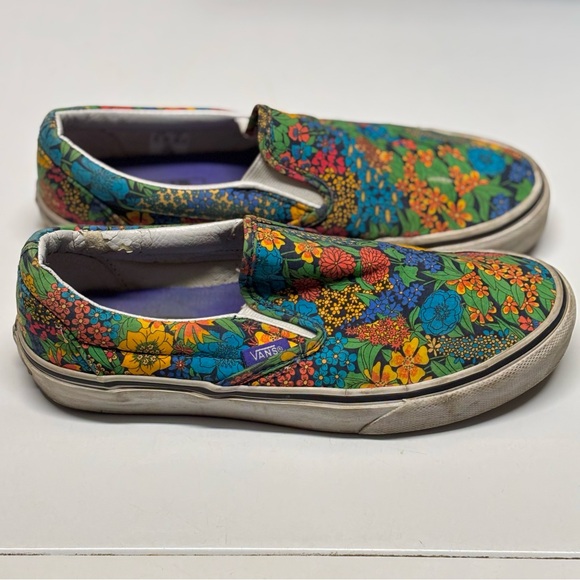 Vans Canvas Floral Slip-On Skate Shoes Womens Size 7 - Picture 5 of 10